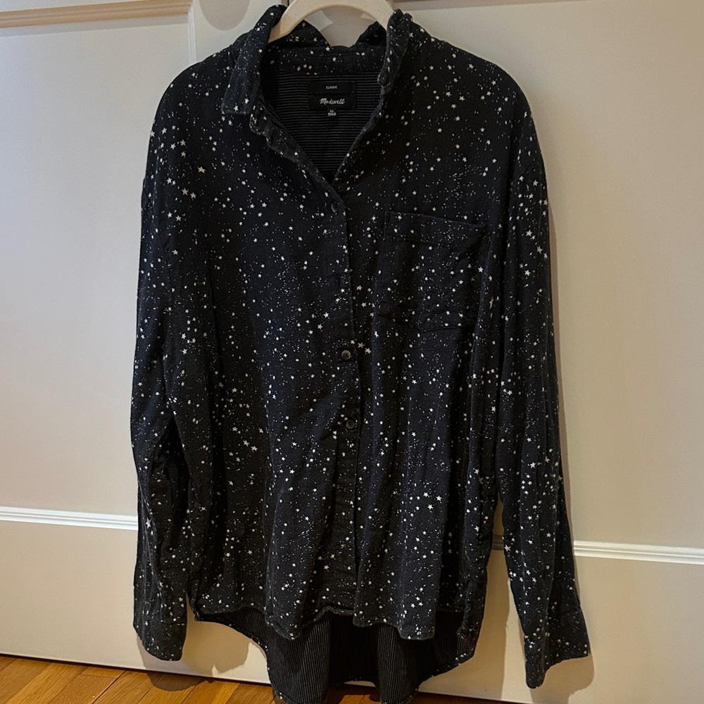 Madewell Black and White Star Pattern Shirt